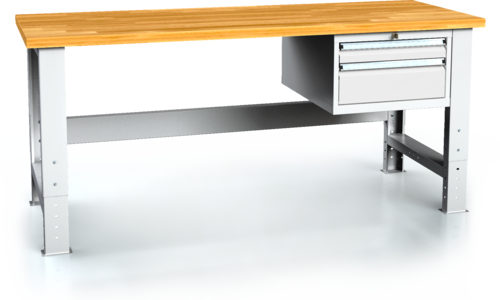 Pracovní stůl alcera PROFI - deska - noha - noha - závěsný kontejner 700 - 1055 x 2000 x 700 -  Pracovní stůl alcera PROFI - deska - noha - noha - závěsný kontejner 700 - 1055 x 2000 x 700 alcera P20 K02 bílý